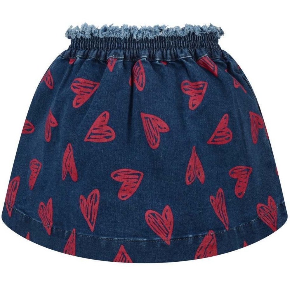 GIRLS BLUE DENIM HEARTS SKIRT 12y new